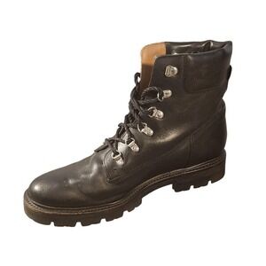 Grenson Rutherford Leather Combat Boots Mens Size 11 Black Ankle Lace Up Lug